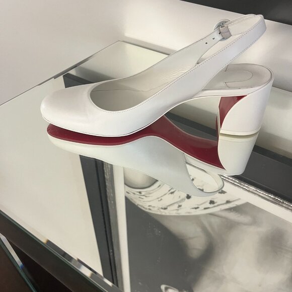 New Christian Louboutin Size 9 Slingback White Summer Shoes - Never Worn - Picture 6 of 13